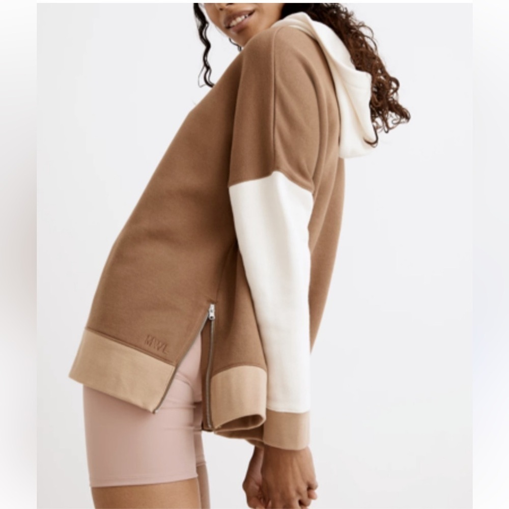 MADEWELL WALNUT COLORBLOCK MWL BETTERTERRY SIDE-ZIP HOODIE SWEATSHIRT Sz…